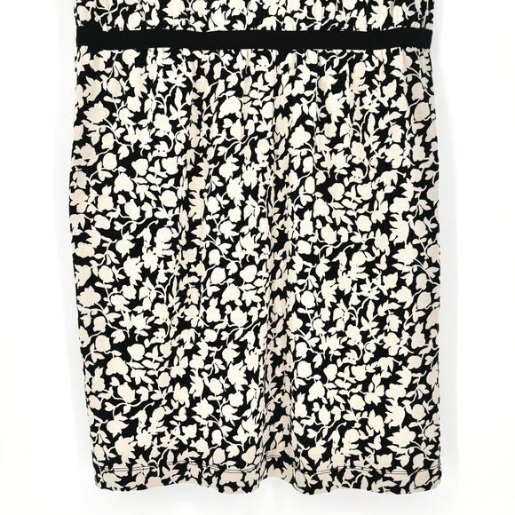 Loft Black and Cream Floral Sleeveless Sheath Dress Size L - Picture 5 of 6